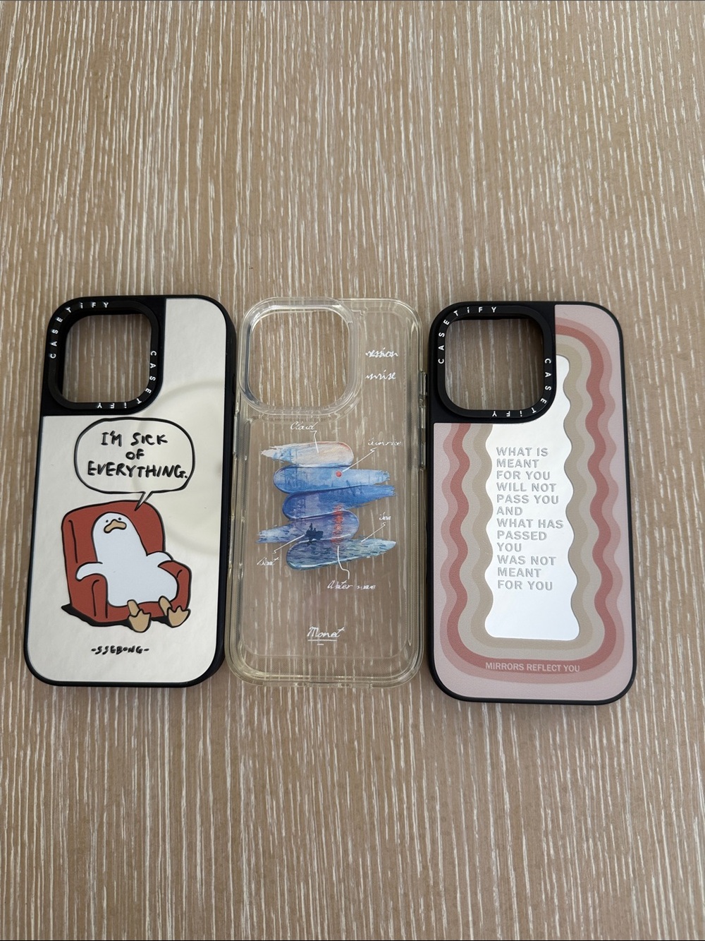CASETiFY iPhone 16 Pro Clear Blue Wave & Beige Graphic Phone Case Bundle of 3